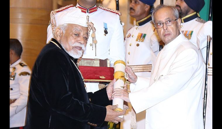 Chef Imtiaz Qureshi receives Padma Shri award in 2016 from former President Pranab Mukherjee